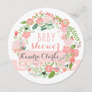 FLORAL WREATH BABY SHOWER INVITATIE KAART