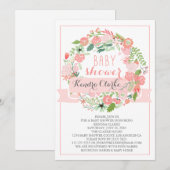  FLORAL WREATH | BABY SHOWER INVITATIE KAART (Voorkant / Achterkant)