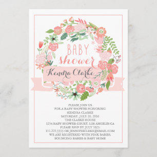 FLORAL WREATH BABY SHOWER INVITATIE KAART