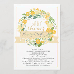  FLORAL WREATH   BABY SHOWER INVITATIE KAART