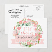  FLORAL WREATH | BABY SHOWER INVITATIE UITNODIGING BRIEFKAART (Voorkant / Achterkant)