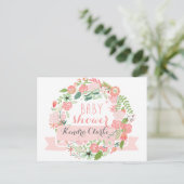 FLORAL WREATH | BABY SHOWER INVITATIE UITNODIGING BRIEFKAART (Staand voorkant)