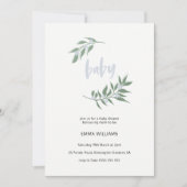 Floral Wreath Baby shower Invitation | Blauw Kaart (Voorkant)