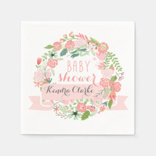 FLORAL WREATH BABY SHOWER NAPKINS SERVETTEN