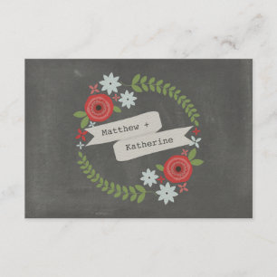Floral Wreath & Banner Chalkboard Geïnspireerd RSV RSVP Kaartje