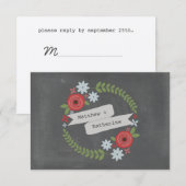 Floral Wreath & Banner Chalkboard Geïnspireerd RSV RSVP Kaartje (Voorkant / Achterkant)