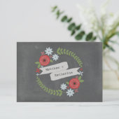Floral Wreath & Banner Chalkboard Geïnspireerd RSV RSVP Kaartje (Staand voorkant)