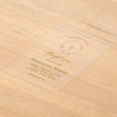 floral wreath | Baptism Acryl Uitnodigingen (Laagn)