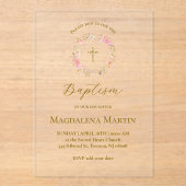 floral wreath | Baptism Acryl Uitnodigingen (Voorkant)