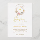 floral wreath Baptism  Folie Uitnodiging (Voorkant)
