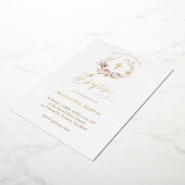 floral wreath Baptism  Folie Uitnodiging (Gedraaid)