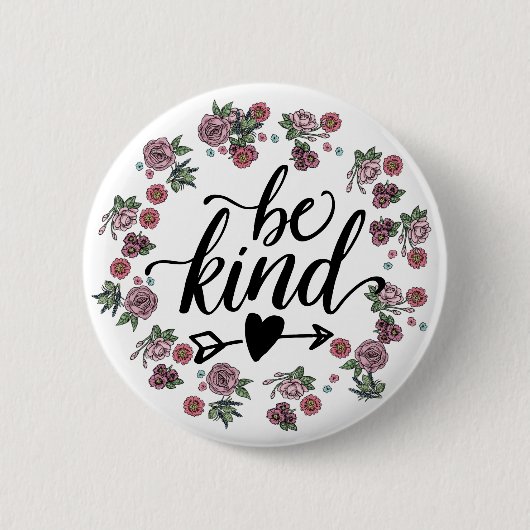 Floral wreath - BE SOORT Ronde Button 5,7 Cm (Voorkant)