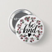 Floral wreath - BE SOORT Ronde Button 5,7 Cm (Voorkant /achterkant)