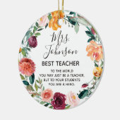 Floral Wreath Best Teacher ornament (Links)