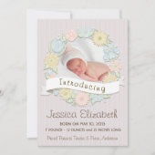 Floral Wreath Birth Anncouncement Aankondiging (Voorkant)