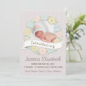 Floral Wreath Birth Anncouncement Aankondiging (Staand voorkant)