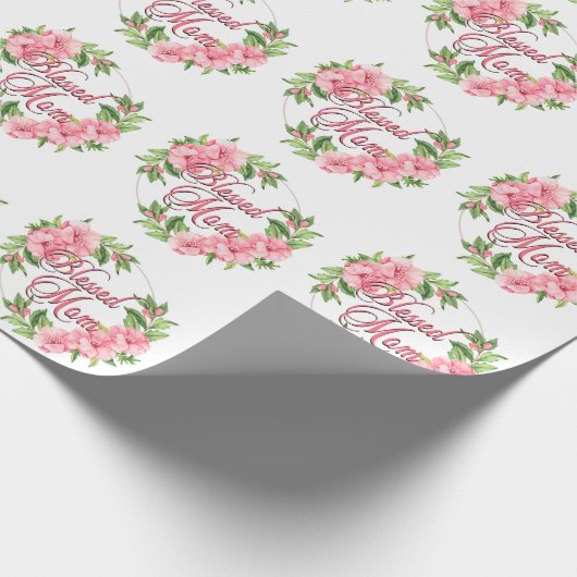 Floral Wreath Blessed Mam Cadeaupapier (Hoek)