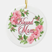 Floral Wreath Blessed Mam Keramisch Ornament (Voorkant)