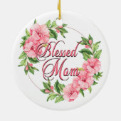 Floral Wreath Blessed Mam Keramisch Ornament (Achterkant)
