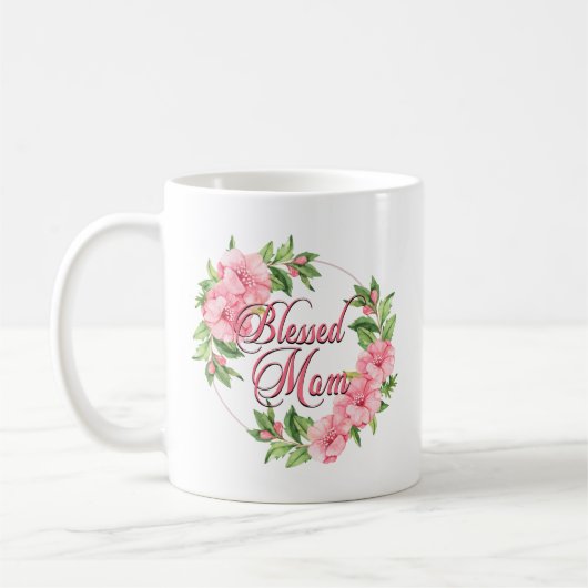 Floral Wreath Blessed Mam Koffiemok (Links)