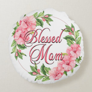 Floral Wreath Blessed Mam Rond Kussen