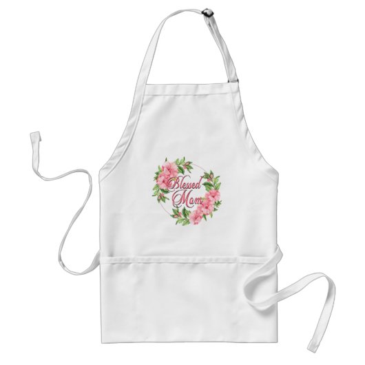 Floral Wreath Blessed Mam Standaard Schort (Voorkant)