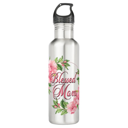 Floral Wreath Blessed Mam Waterfles (Voorkant)