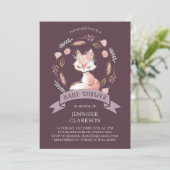 Floral Wreath Boho Fox Baby shower Kaart (Staand voorkant)