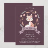 Floral Wreath Boho Fox Baby shower Kaart (Voorkant / Achterkant)