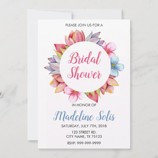 FLORAL WREATH BRIDAL SHOWER INVITATION KAART (Voorkant)