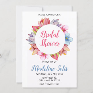FLORAL WREATH BRIDAL SHOWER INVITATION KAART