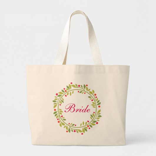 Floral Wreath Bride Grote Tote Bag (Voorkant)