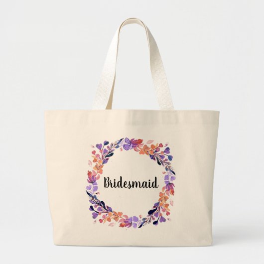 Floral Wreath Bridesmaid Grote Tote Bag (Voorkant)
