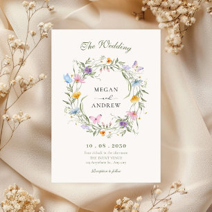 Floral wreath bruiloft kaart