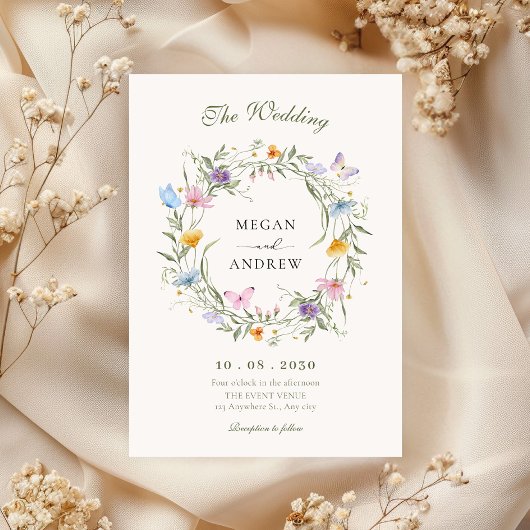 Floral wreath bruiloft kaart