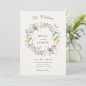 Floral wreath bruiloft kaart (Staand voorkant)
