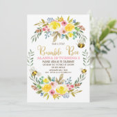 Floral Wreath Bumble bee Birthday Invitation Kaart (Staand voorkant)