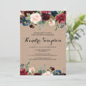  Floral Wreath Burlap Baby shower Kaart (Staand voorkant)