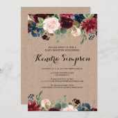  Floral Wreath Burlap Baby shower Kaart (Voorkant / Achterkant)