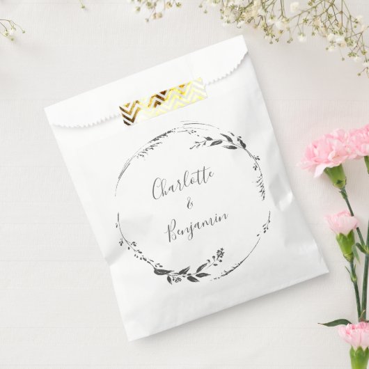 Floral Wreath Calligraphy Custom Wedding Bedankzakje (Gezegeld)