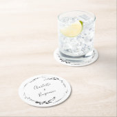 Floral Wreath Calligraphy Custom Wedding White Ronde Kartonnen Onderzetter (Insitu)