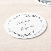 Floral Wreath Calligraphy Custom Wedding White Ronde Kartonnen Onderzetter (Gebogen)
