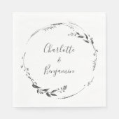 Floral Wreath Calligraphy Custom Wedding White Servet (Voorkant)