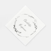 Floral Wreath Calligraphy Custom Wedding White Servet (Hoek)