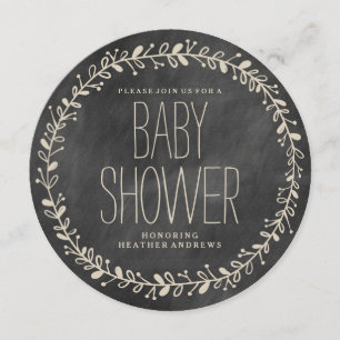Floral Wreath CHALKBOARD BABY SHOWER INVITATIE Kaart