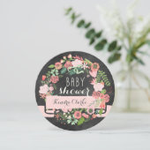 FLORAL WREATH CHALKBOARD | BABY SHOWER INVITATIE KAART (Staand voorkant)