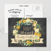 FLORAL WREATH CHALKBOARD | BABY SHOWER INVITATIE UITNODIGING BRIEFKAART (Voorkant / Achterkant)