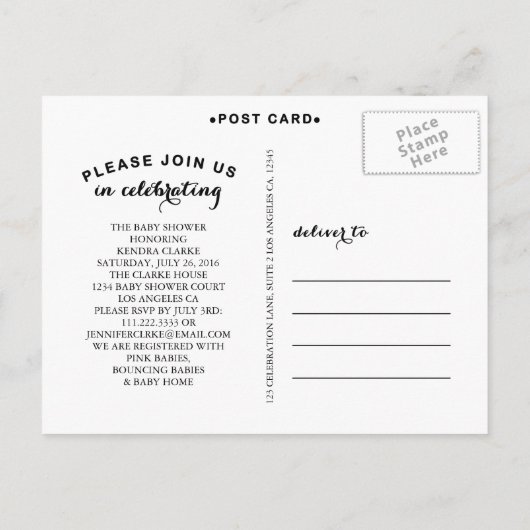 FLORAL WREATH CHALKBOARD | BABY SHOWER INVITATIE UITNODIGING BRIEFKAART (Achterkant)