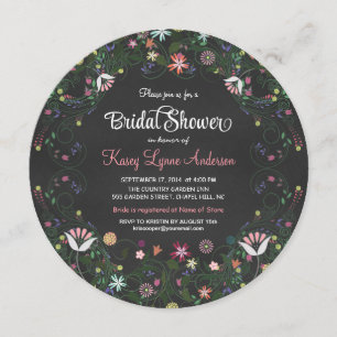 Floral Wreath Chalkboard Bridal Shower Invitations Kaart