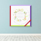 Floral Wreath Challah Blessing + Yehi Ratzon Canvas Afdruk (Insitu (Houten vloer))
